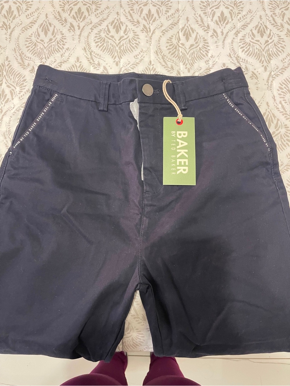 Ted Baker boys short Dark Navy Chinos with Subtle Trim